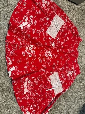 Source Unknown Red Floral Mini Skirt